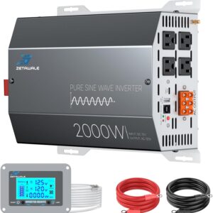 Paquete incluye: Inversor de onda pura 2000 W, pantalla, cable de corriente y manual
