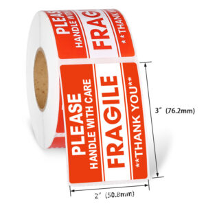 Rollo 100 Stickers Con Leyenda Fragile 76 X 51 Mm